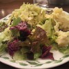 Свинина с крабами в зеленом салате